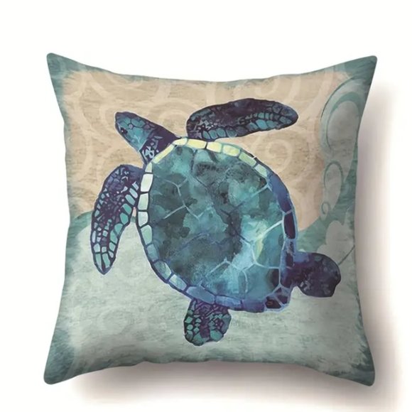 4 Pieces of Sea Crab Sea Horse Sea Turtle Sea Star Pillow Cover Accent 17x17 - Picture 5 of 5